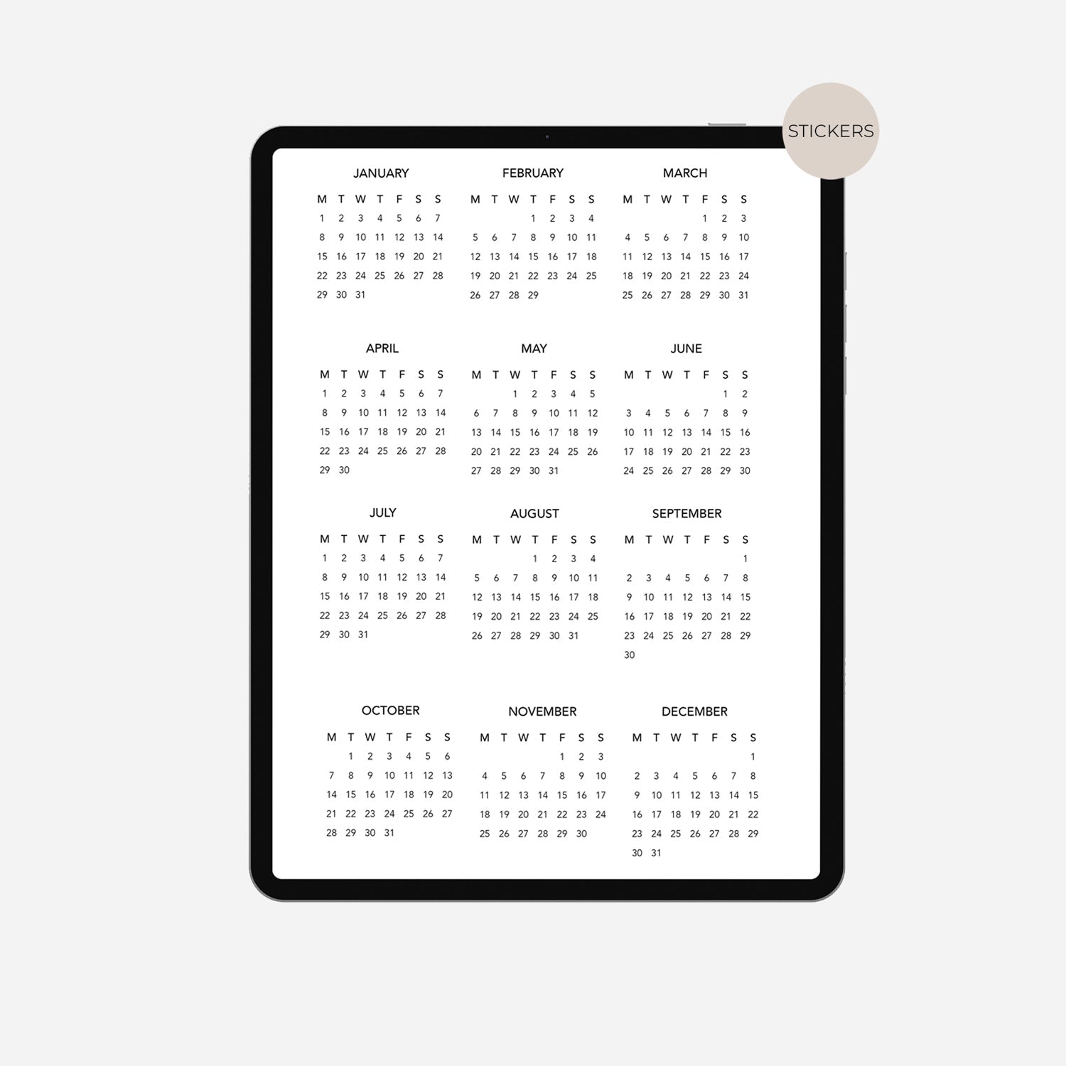 2024 monthly digital planner stickers