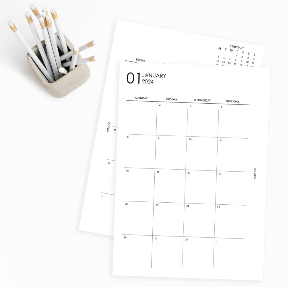 printable monthly dated calendar