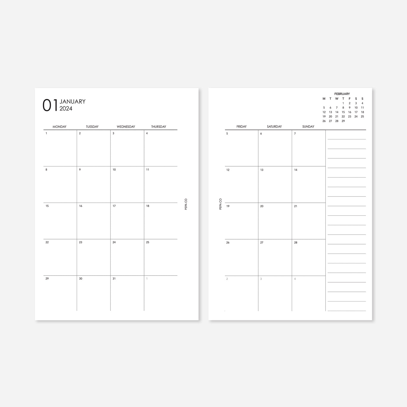 PRINTABLE 2024 Dated Monthly and Weekly Planner