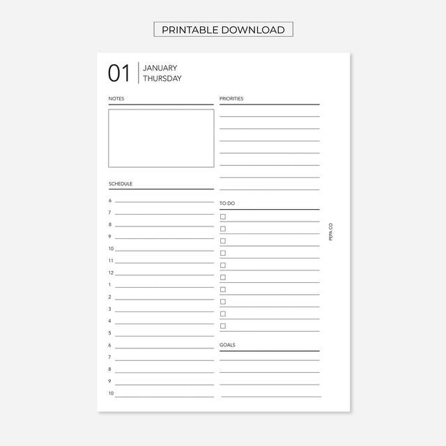 PRINTABLE 2026 Daily Dated Planner Inserts | Pepa Co