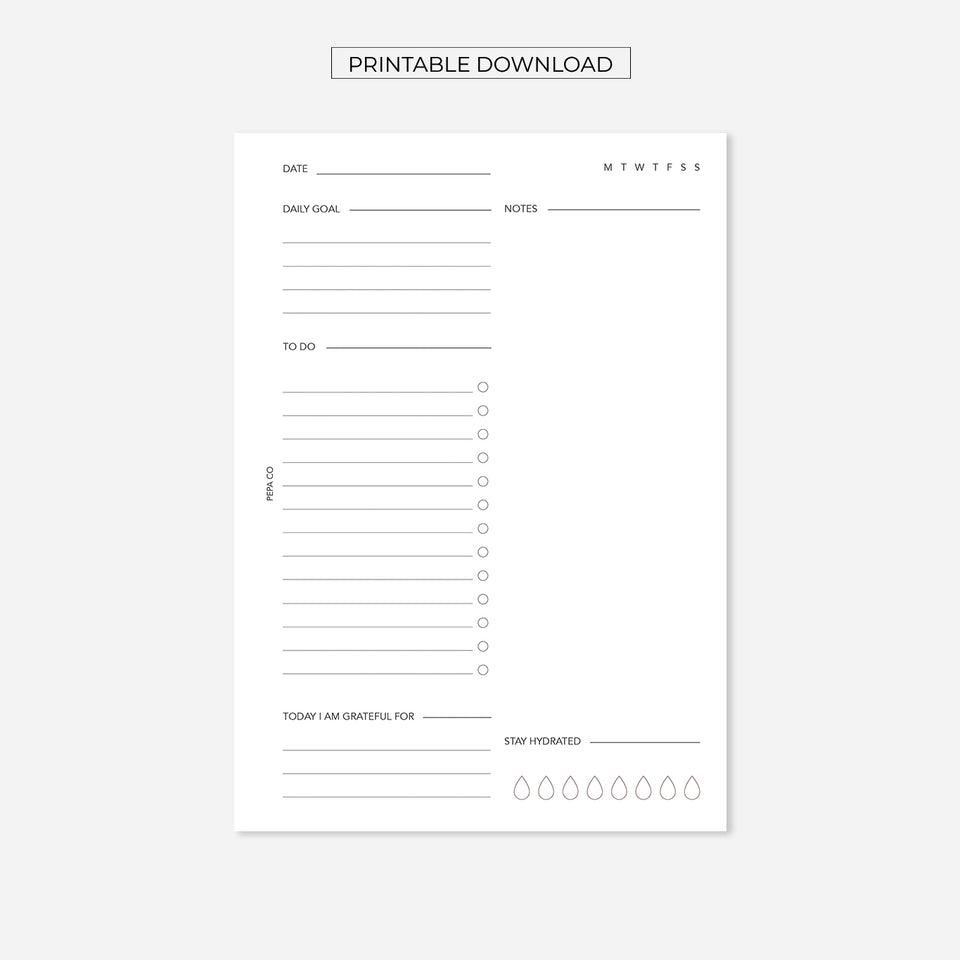 PRINTABLE Daily Action List Planner Insert – Pepa Co