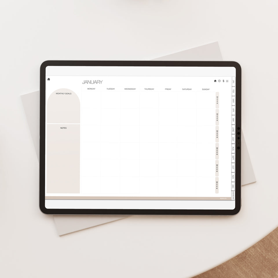 Arch Undated Monthly Digital Planner | Pepa Co Planners