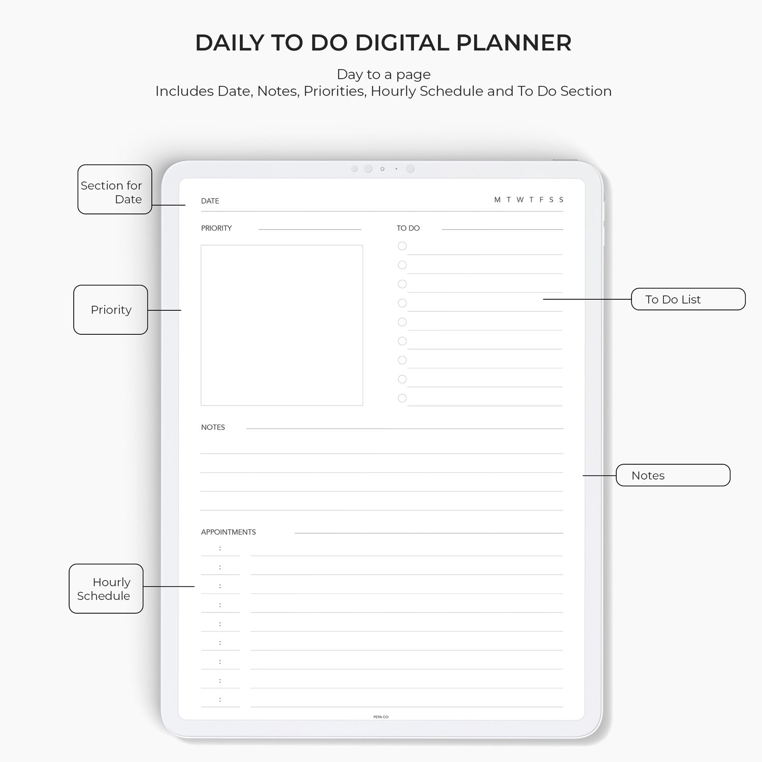 to do daily digital planner page