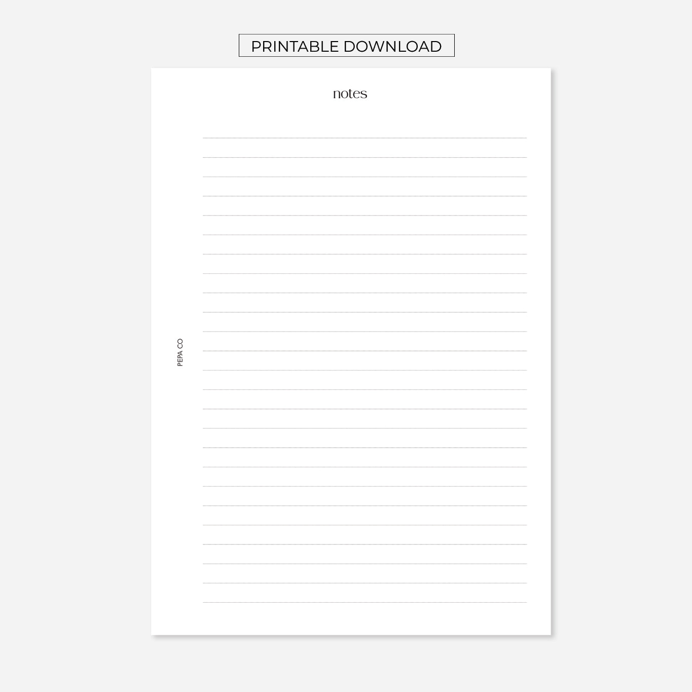Notes. Printable Ordering PRINTABLE Notes Planner Inserts | Pepa Co