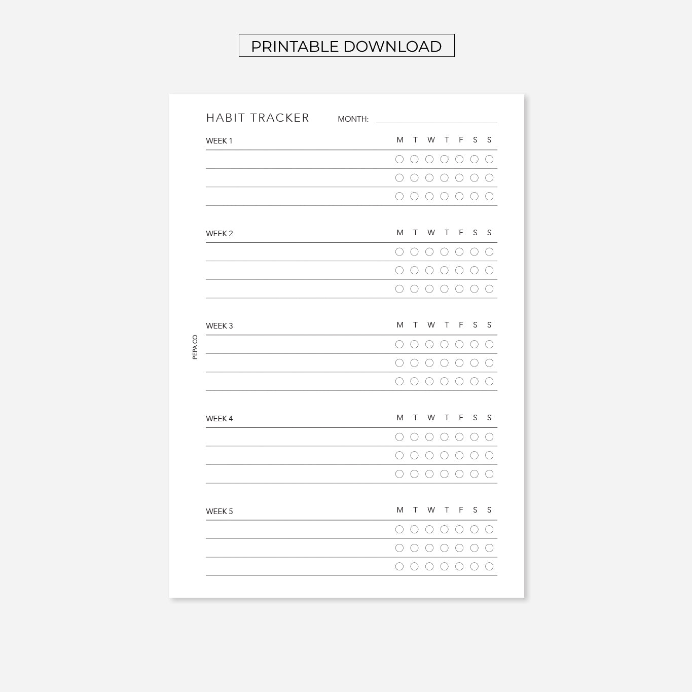 PRINTABLE Habit Tracker Planner Insert – Pepa Co