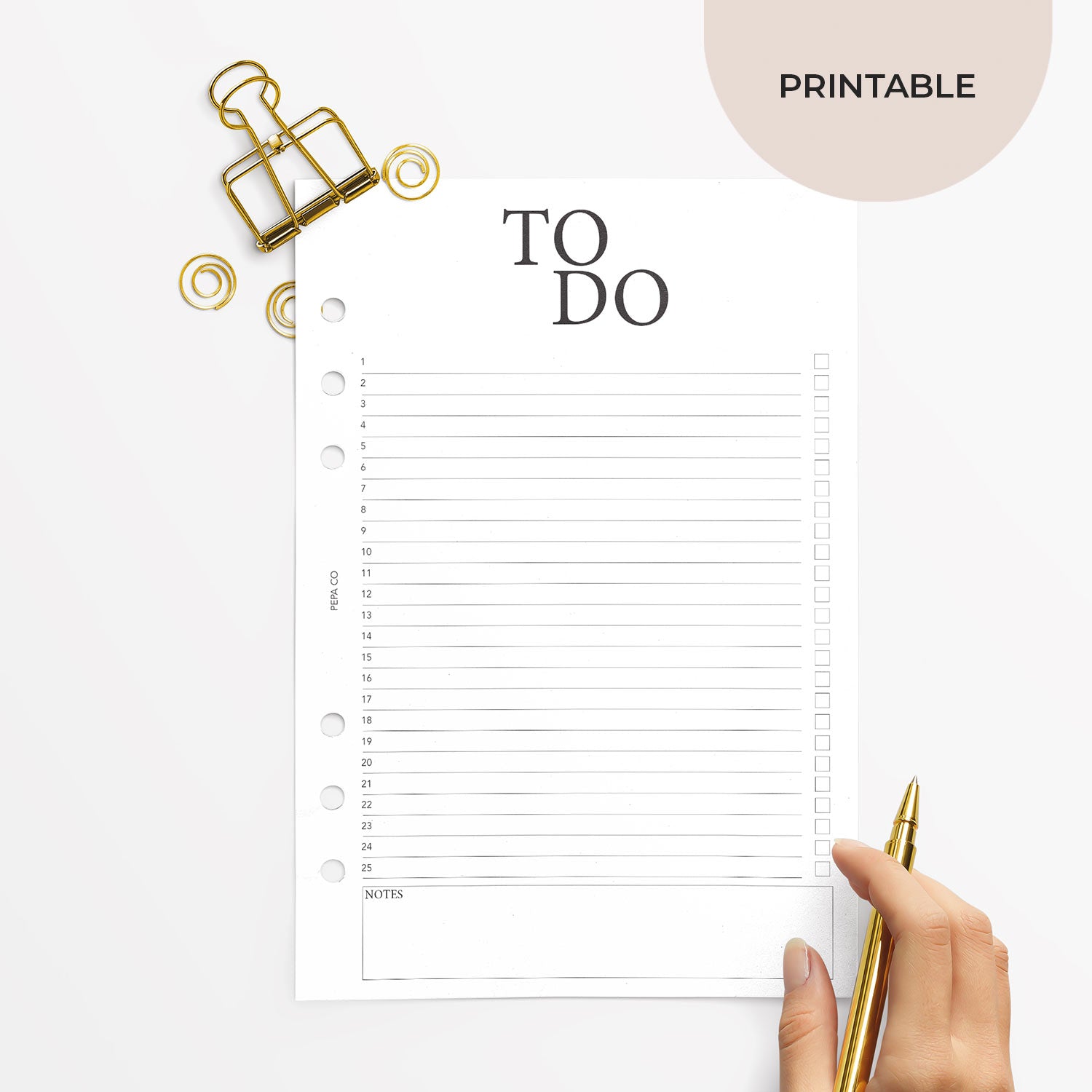 printable numbered to do list