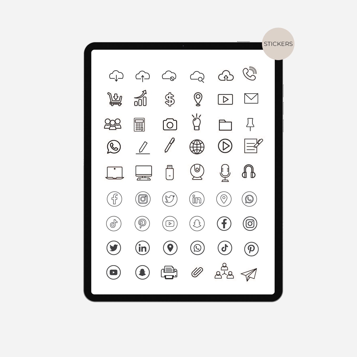 technology icon digital planner sticker set